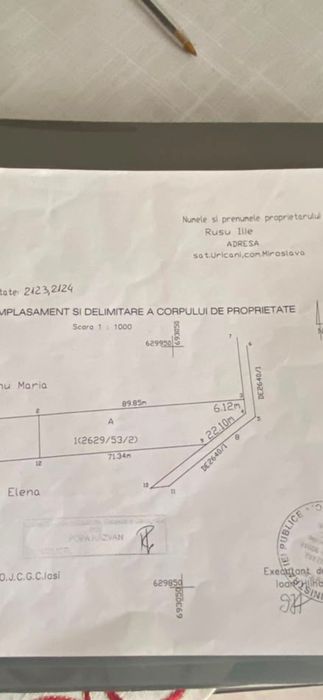 Teren intravilan 1500mp 100eur/mp in spate la Notariat Miroslavai ntrare din str ioan voda cel viteaz
