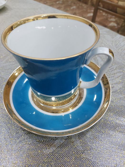 Чайная пара "Бирюза".СССР ЛФЗ