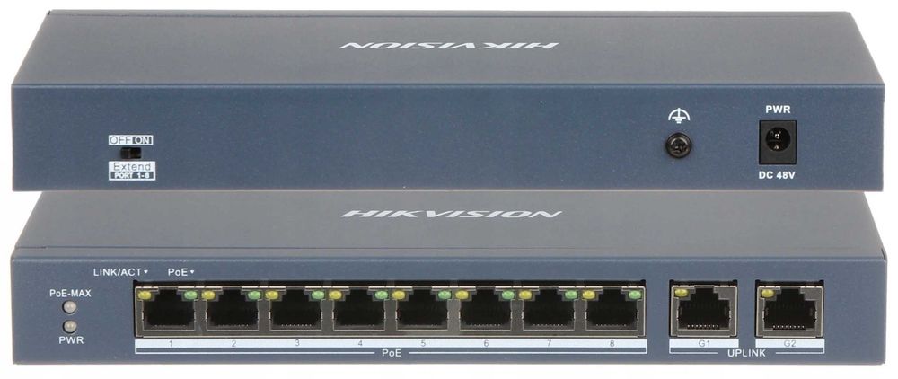 Switch 8 porturi PoE Hikvision DS-3E0310P-E-M 2 porturi uplink gigabit nou Sigilat