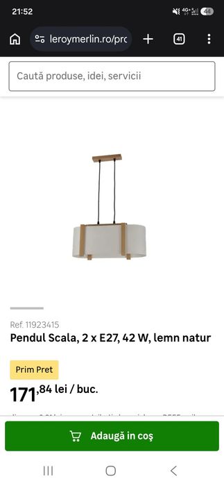 Vand lampadar Scala lemn 2 becuri