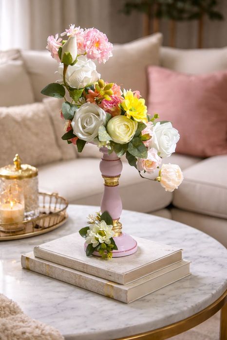 Интериорна композиция от изкуствени цветя