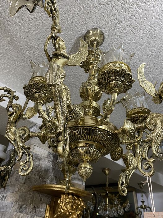 Candelabru bronz masiv 10 becuri