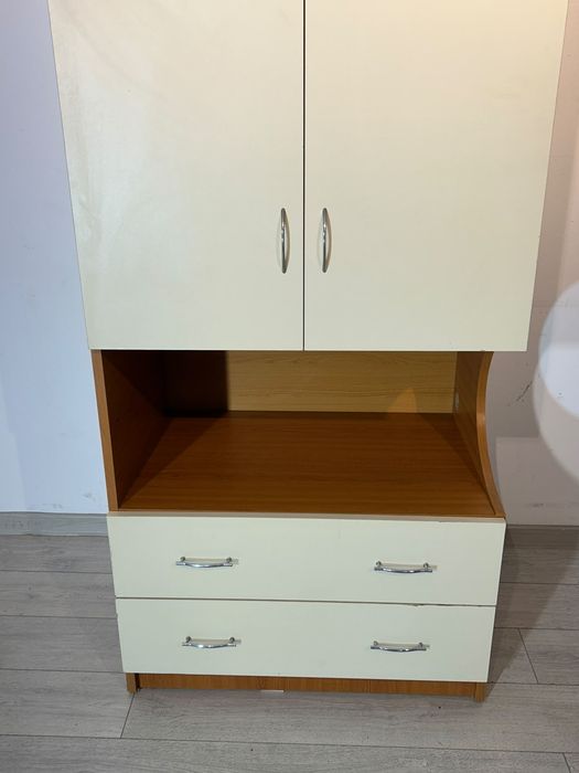 Șifonier cu 2 Uși și 2 Sertare; Dulap Dormitor; Dressing cu Rafturi