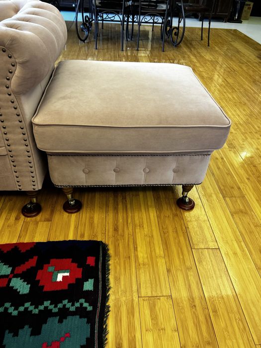 Set canapele model Chesterfield culoare roz pudra