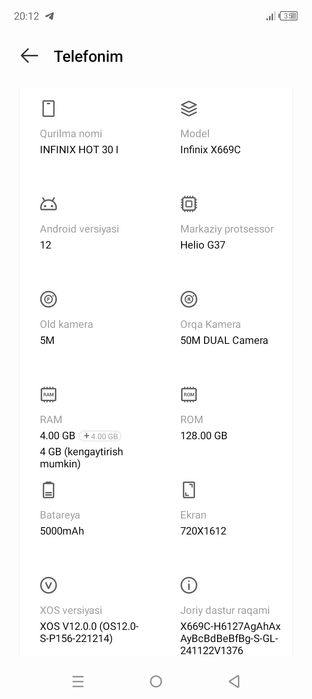 INFINIX HOT 30 i kafolati bilan