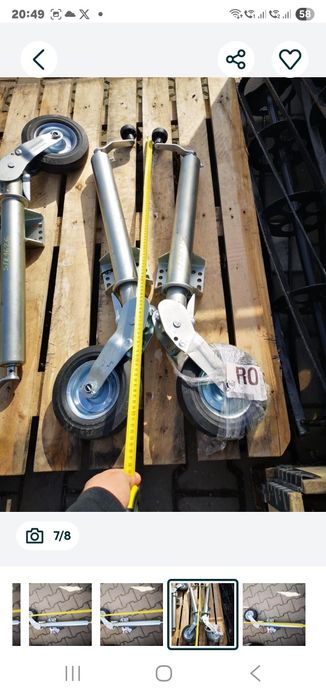 Roată de sprijin automată pentru remorci . Diametrul țevii: 60mm. Acea