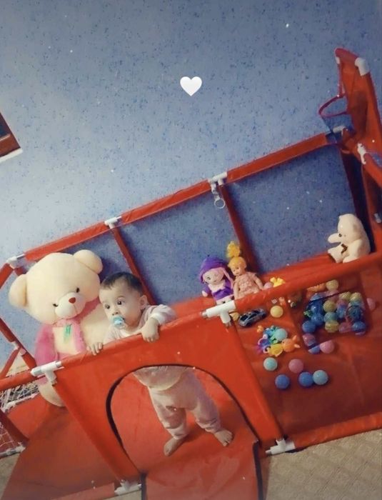 Детский манеж, игровая зона, с кольцом и воротами, с 30 шариками