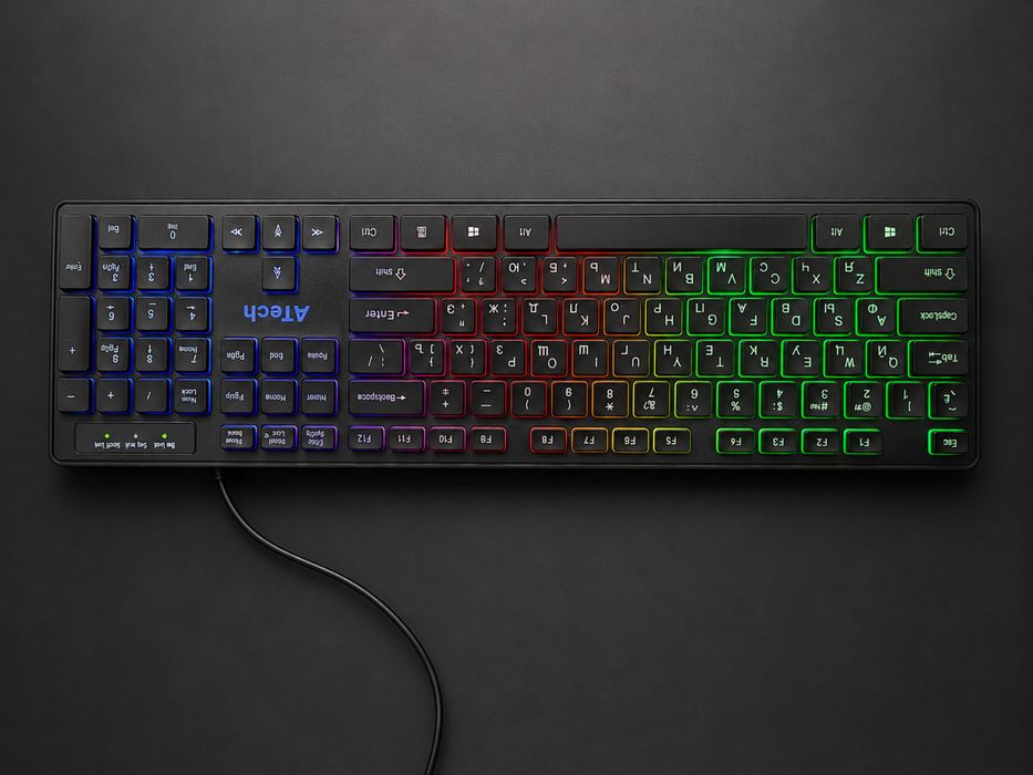 Клавиатура RGB игровая новая бесшумная яндекс и bts почта есть