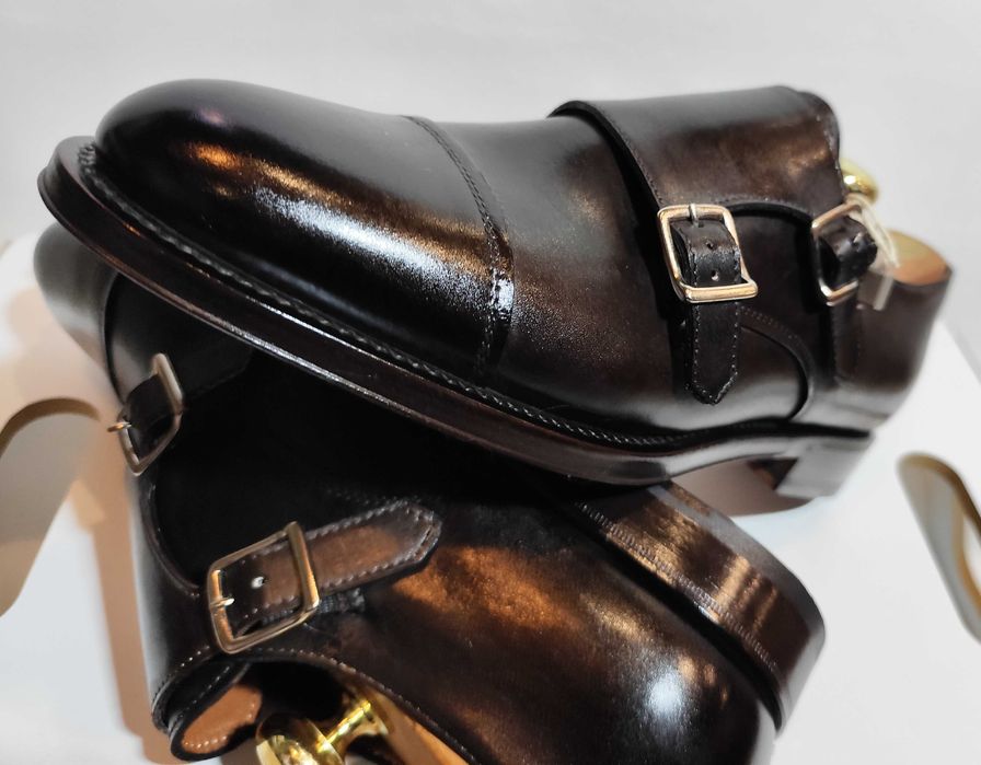 Pantofi monk de lux 40 40.5 41 lucrati manual Arbiter NOI piele natura