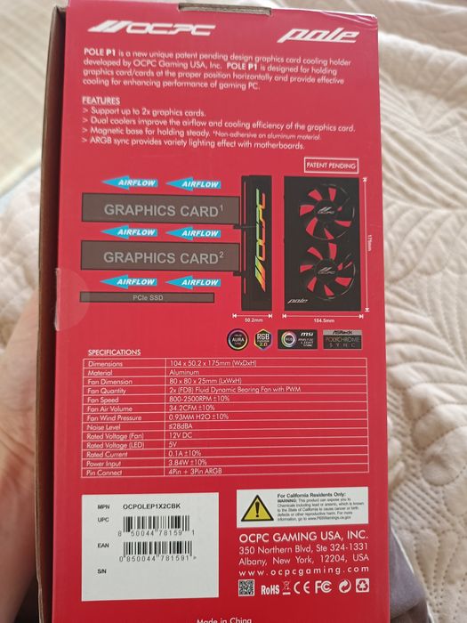 Держатель для видеокарты с охлаждением OCPC Pole 1
