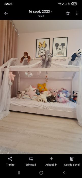 Pat Montessori cu saltea si perdeluta +luminițe