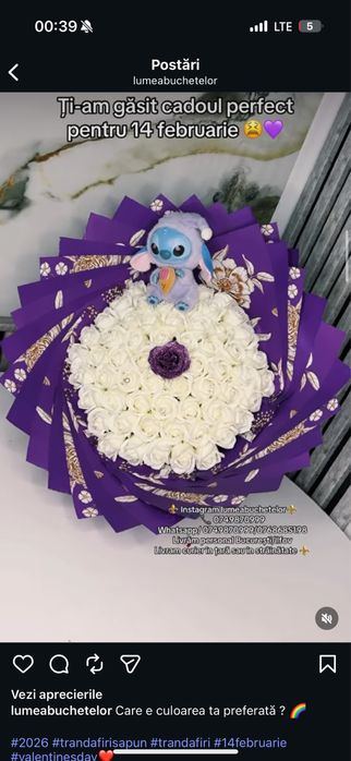 Buchet trandafiri sapun sclipici cadou  stich