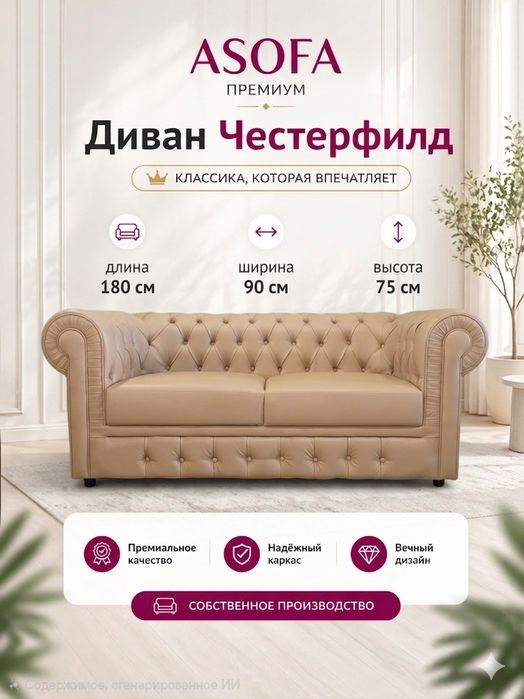 Продам диван Честер бежевый