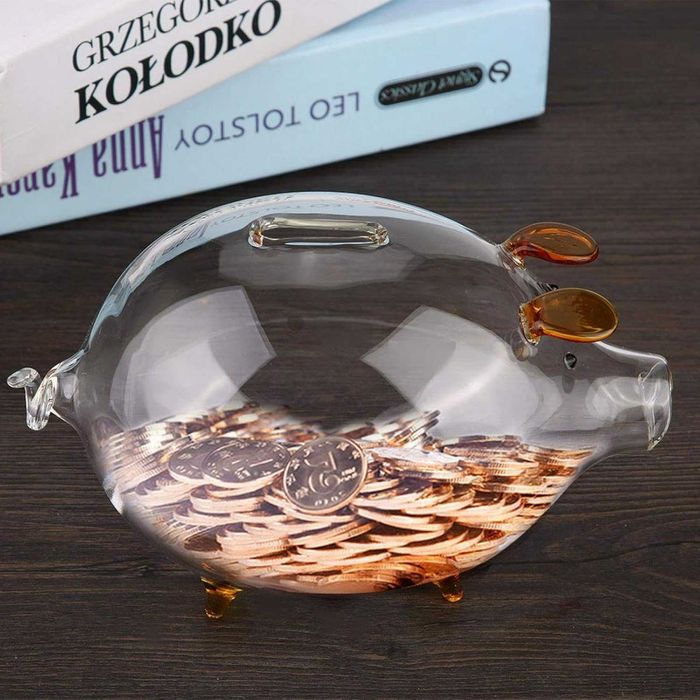 Pusculita din Sticla Transparenta pentru Copii si Adulti 12.5x18x12cm