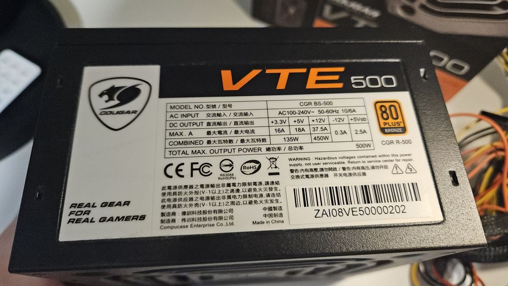Захранване Cougar Vte 500w 80plus bronze