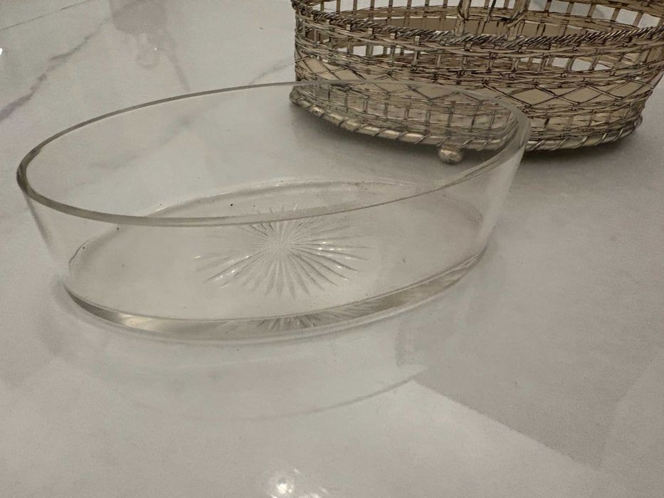 cosulet argintat pt depozitat bijuterii vas cristal Quist WMF Germania