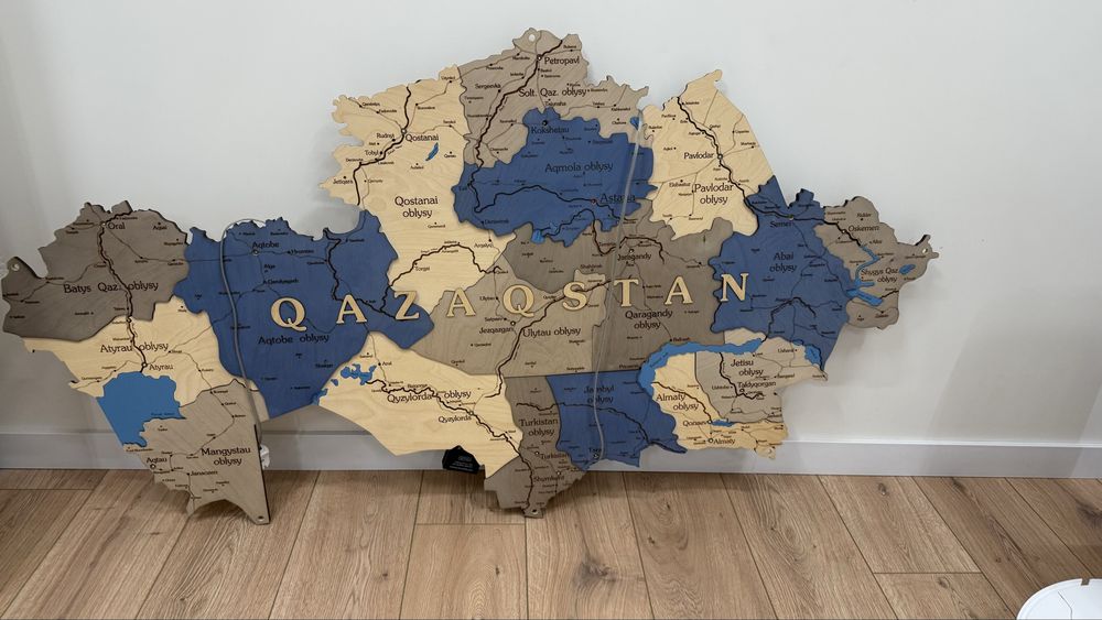 3Д карта казахстана из дерева