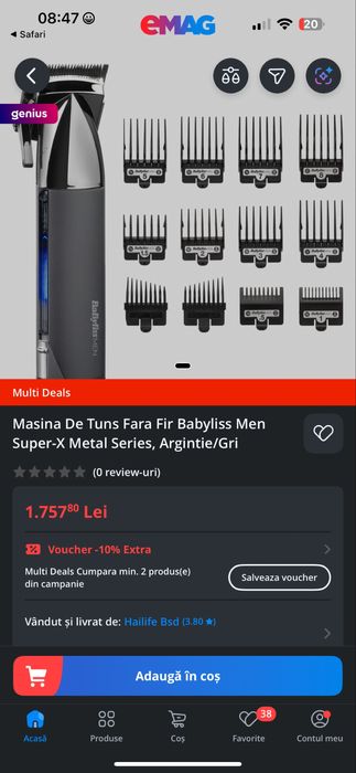 Masina De Tuns Fara Fir Babyliss Men Super-X