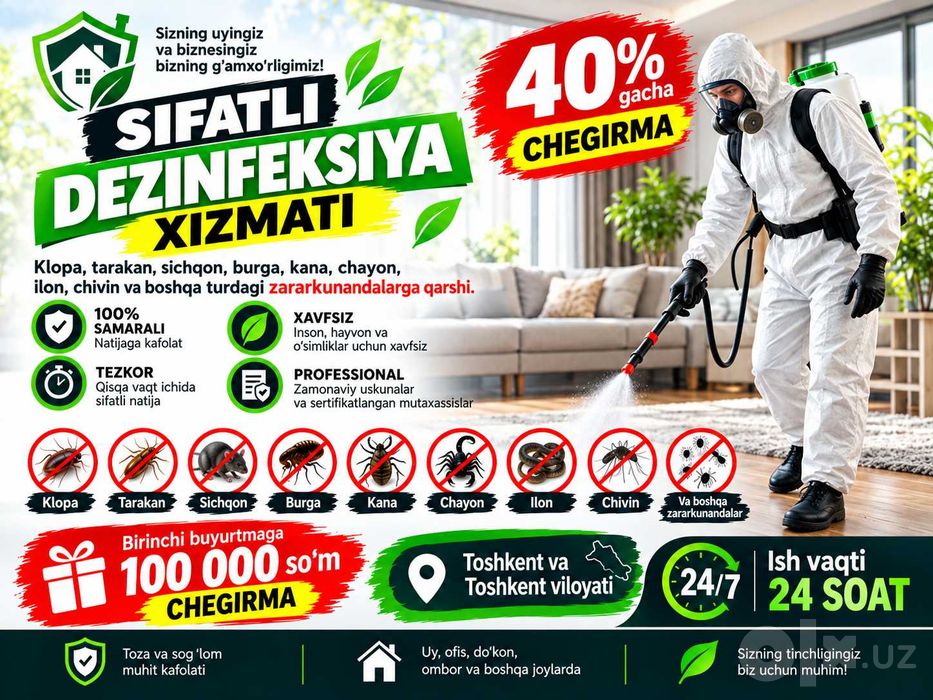 Dezinfeksiya klop klapa tarkan burga chayon ilon mita Дезинфектор Q10