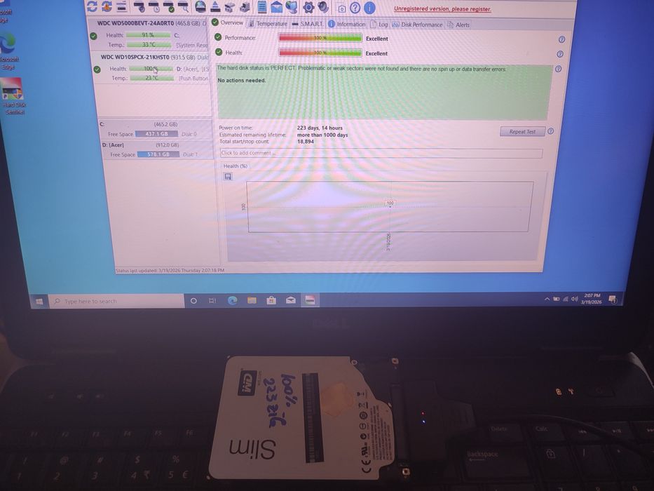 Hard disk laptop 1TB 1000gb WD Slim - 100% Sentinell