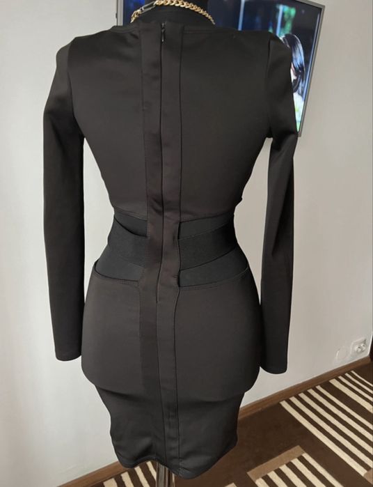 Rochie neagra AMISU xs cu maneca lunga body fit