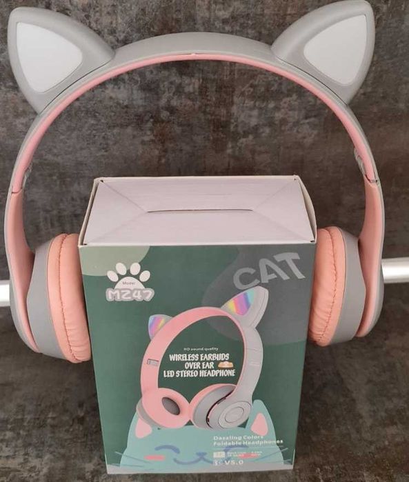 Котешки Слушалки CAT , Светещи, BT5.0, Микрофон,  TF, MP3 плейър