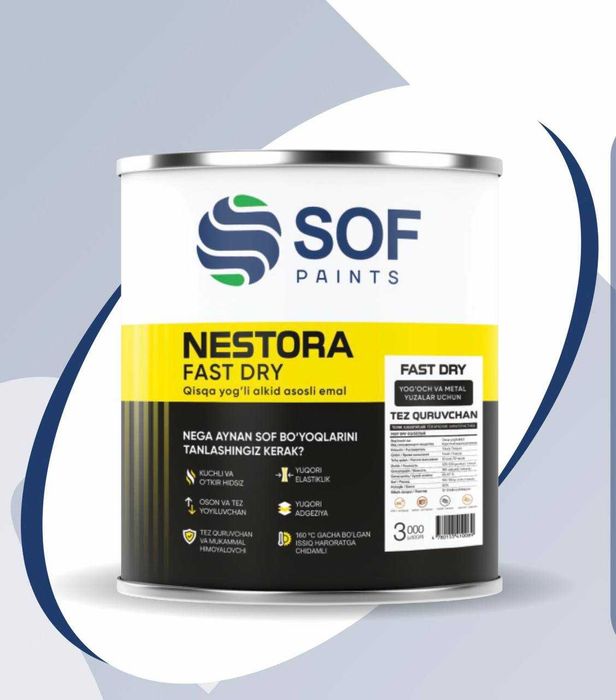 NATIVA RAPID - Qisqa yog`li alkid asosli tez quriydigan emal (oq) 3 kg