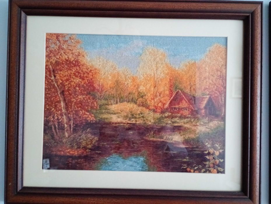 Goblenuri cusute manual (peisaje, ata mouline, panza bumbac, inramate)