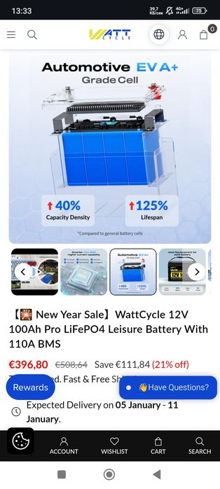 Wattcycle lifepo4 12v 100Ah батерия и инвертор 2кв.