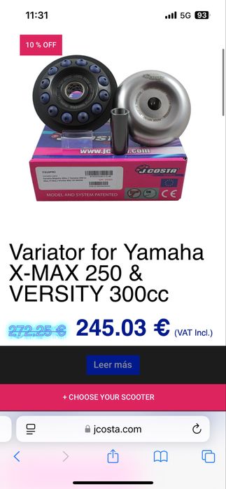 Продавам вариатор за yamaha 250/300 cc j.costa