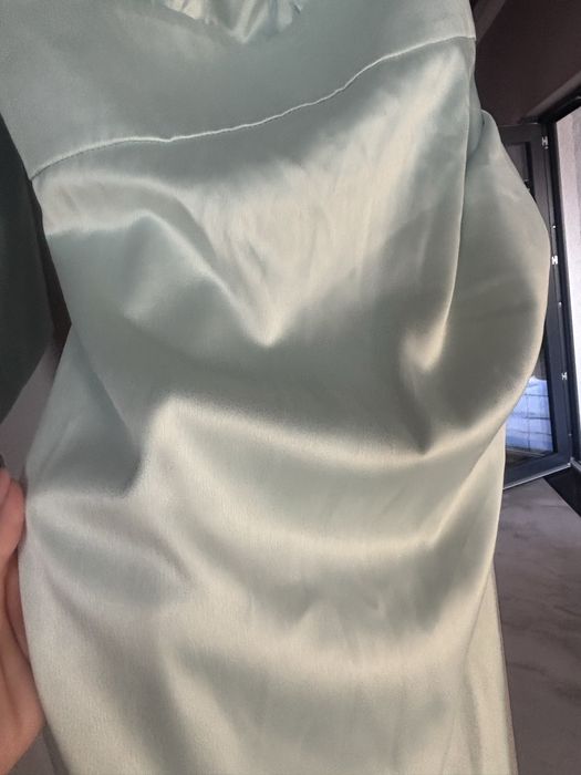 Rochie elegantă satin verde mentă – nouă cu etichetă