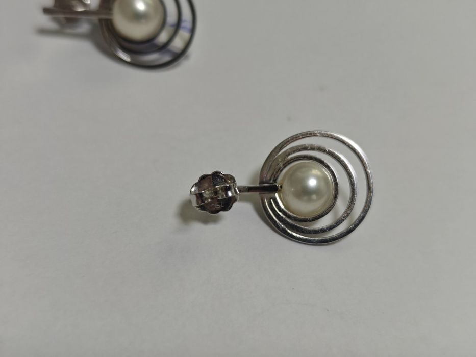 Cercei aur alb 18k 3.93gr cu perle (r)