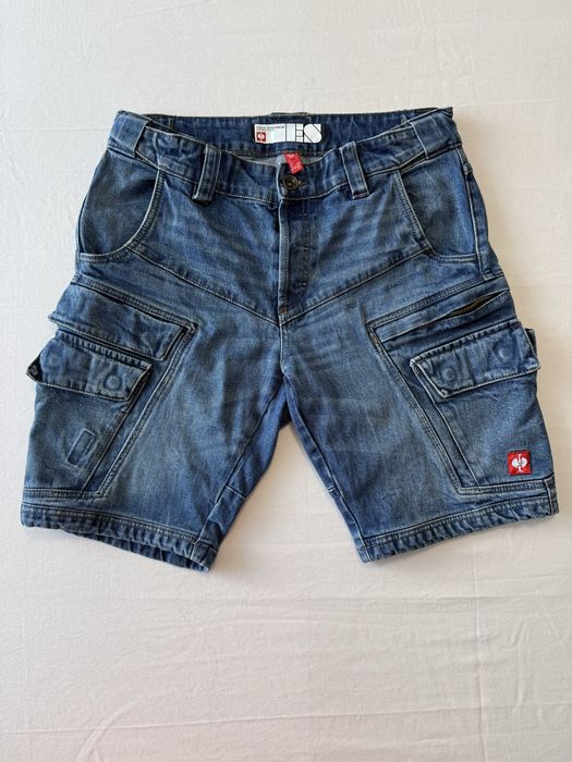 Pantaloni scurti ENGELBERT STRAUSS (52 L 36 barbat) Blugi denim munca lucru cargo workwear shorts santier jorts
