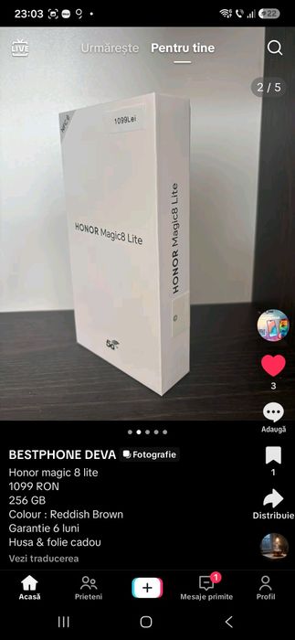 Magazin Nou resigilat Honor Magic 8 lite 256GB garantie 2ani Cadou husa si folie