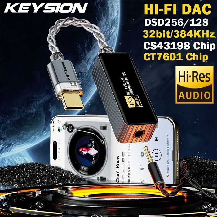 цап KEYSION 384kHz USB DAC Audio HiFi Decoder Headphone Amplifier