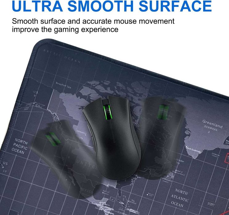 Mousepad Gaming XXL cu Harta Lumii Antiderapant pentru Birou 90x40 cm