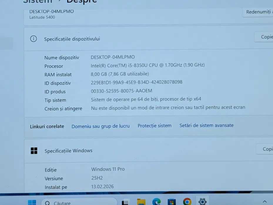 Laptop Dell Latitude 5400, 14" Full HD, Intel Core i5-8350, ram 8 GB DDR4, 256GB SSD