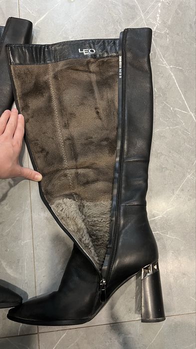 Зимние кожанные сапоги