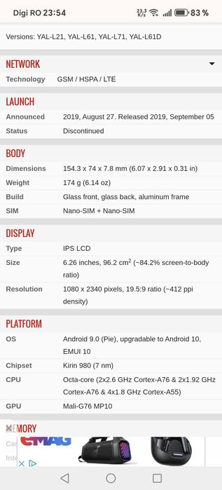 Huawei Nova 5 T stare bună preț negociabil