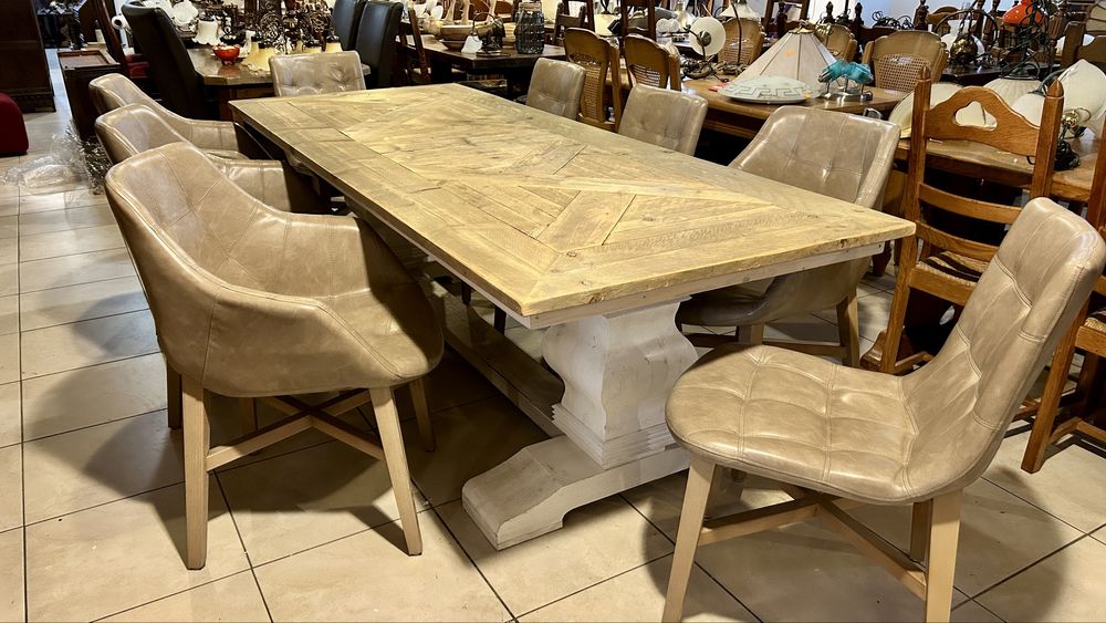 Луксозен трапезен комплект – 250×100 см + 8 кожени стола