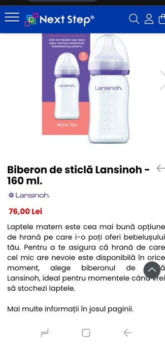 4 biberoane Lansinoh din STICLĂ 160 ml + 6 tetine noi 2 S