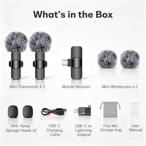 Нов Безжичен двоен Lavalier микрофон за iPhone Android USB-C Lightning TikTok влог видео