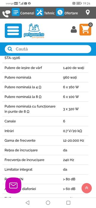 Amplificator de putere Monacor STA-1506, 6 canale