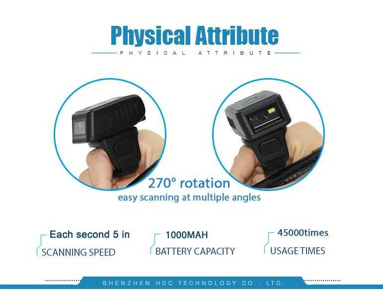 Сканер напальчик (Z1.1) 2D беспроводного сканирования Штрих-кода