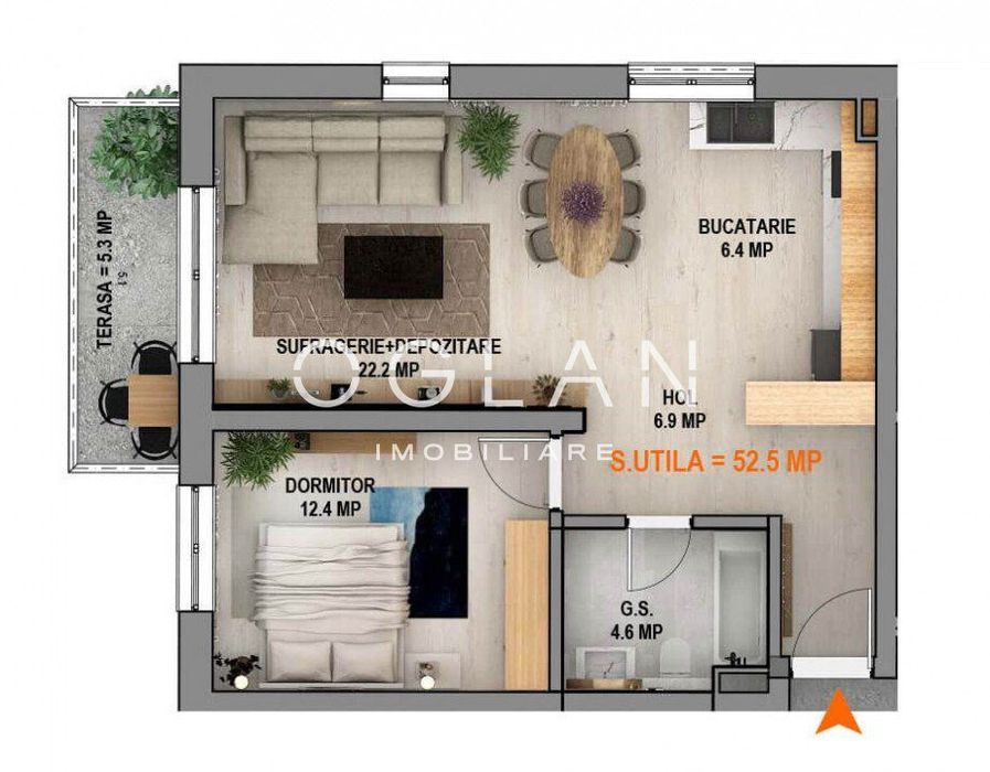 Apartament 2 cam cu parcare subterana, bloc cu lift,  Calea Surii Mici