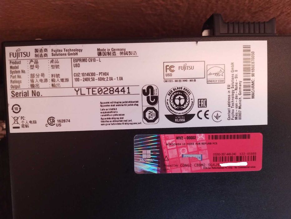 Компютър Fujitsu Esprimo C910-L, Intel i3-3220, 4GB RAM, HDD 250GB SFF