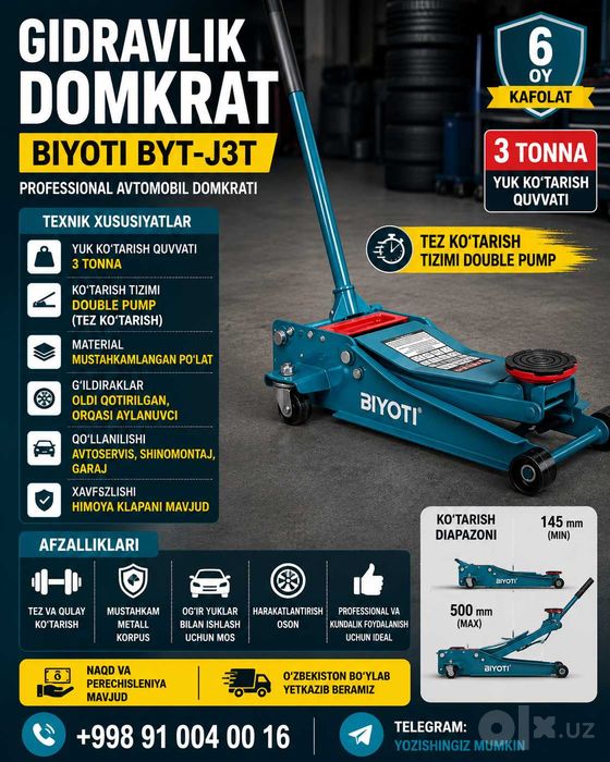 Gidravlik domkrat BIYOTI BYT-J3T Гидравлический домкрат