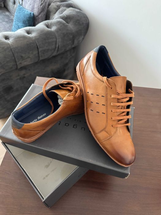 NOU Pantofi Sport Eleganti Roberto Renzo Piele Maro Coniac Mărimea 45 (US 11.5 / UK 10.5)