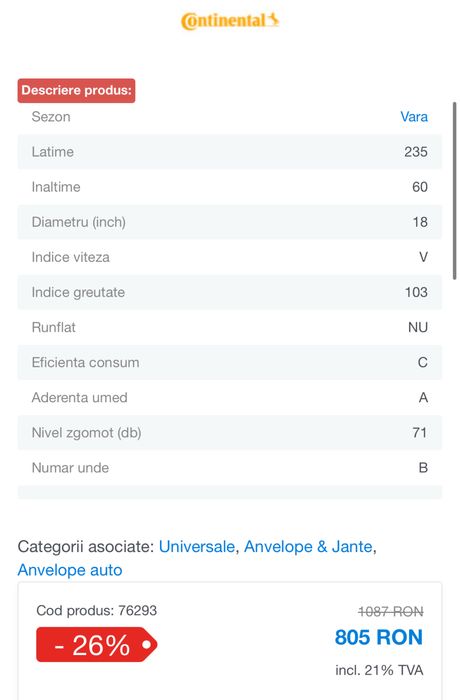 Anvelope/Cauciucuri Continental Vara 235/60/R18 2021 PremiumContact 6