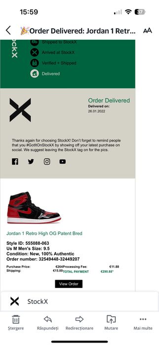 Jordan 1 Bred Patent , Retail , 43